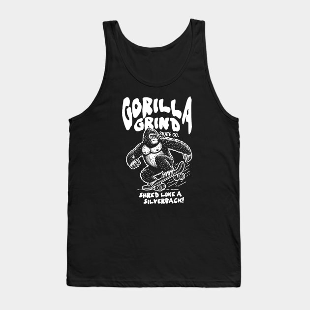 Gorilla Grind Skate Co. // Shred Like a Silverback! // Funny Skateboard Gorilla Tank Top by SLAG_Creative